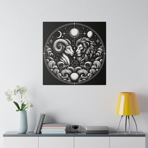 Celestial Zodiac Aries and Leo Harmony Matte Canvas Art