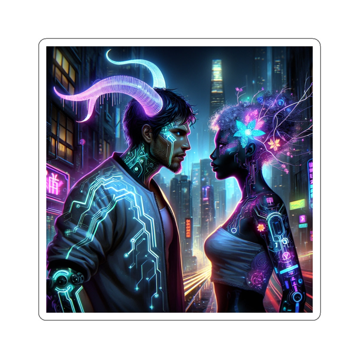Cyberpunk Romance Kiss-Cut Sticker