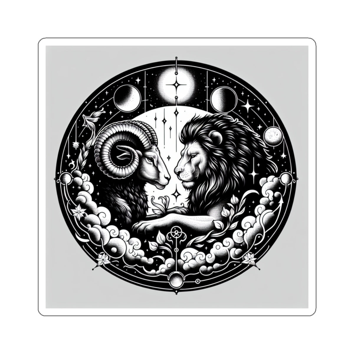 Astrological Ram and Lion Sticker