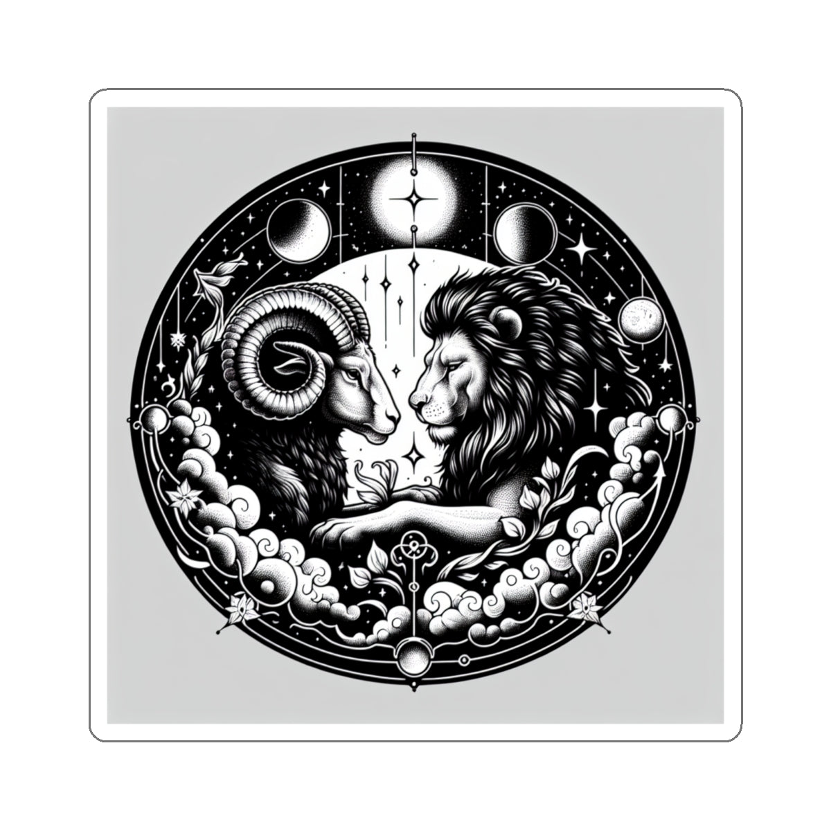 Astrological Ram and Lion Sticker