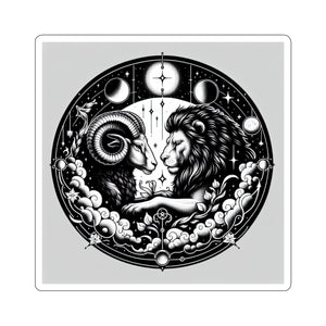 Astrological Ram and Lion Sticker