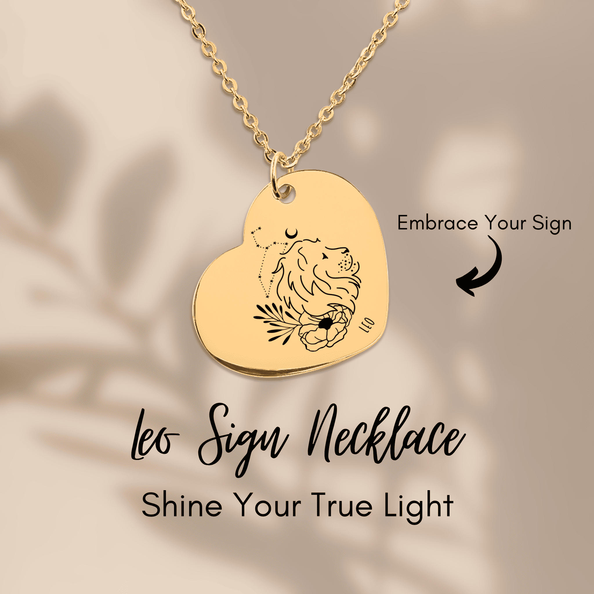 Aries & Leo Zodiac Sign Heart Necklace