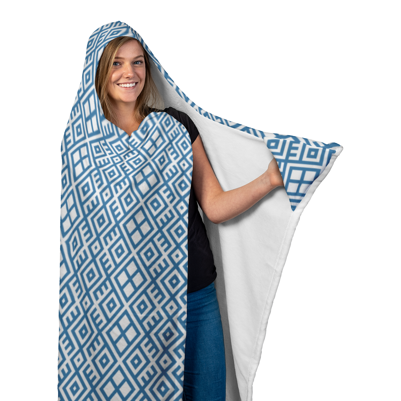 Hooded Microfiber Blanket - Mayan Art