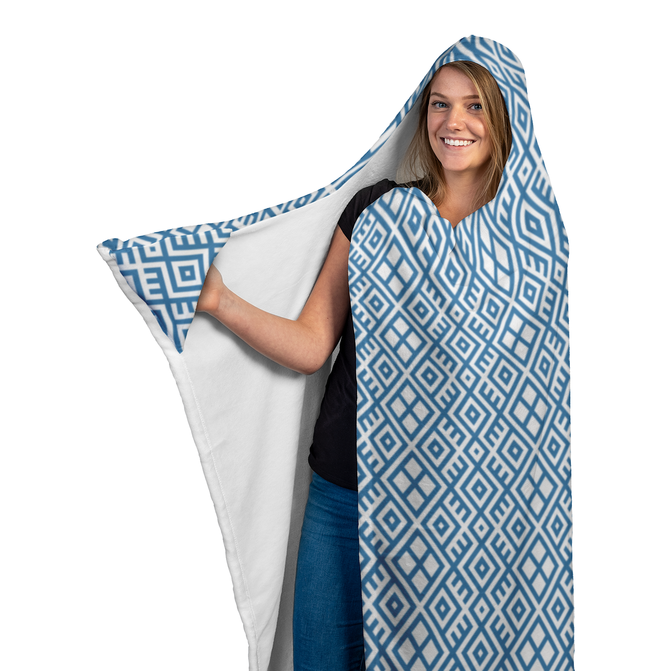 Hooded Microfiber Blanket - Mayan Art