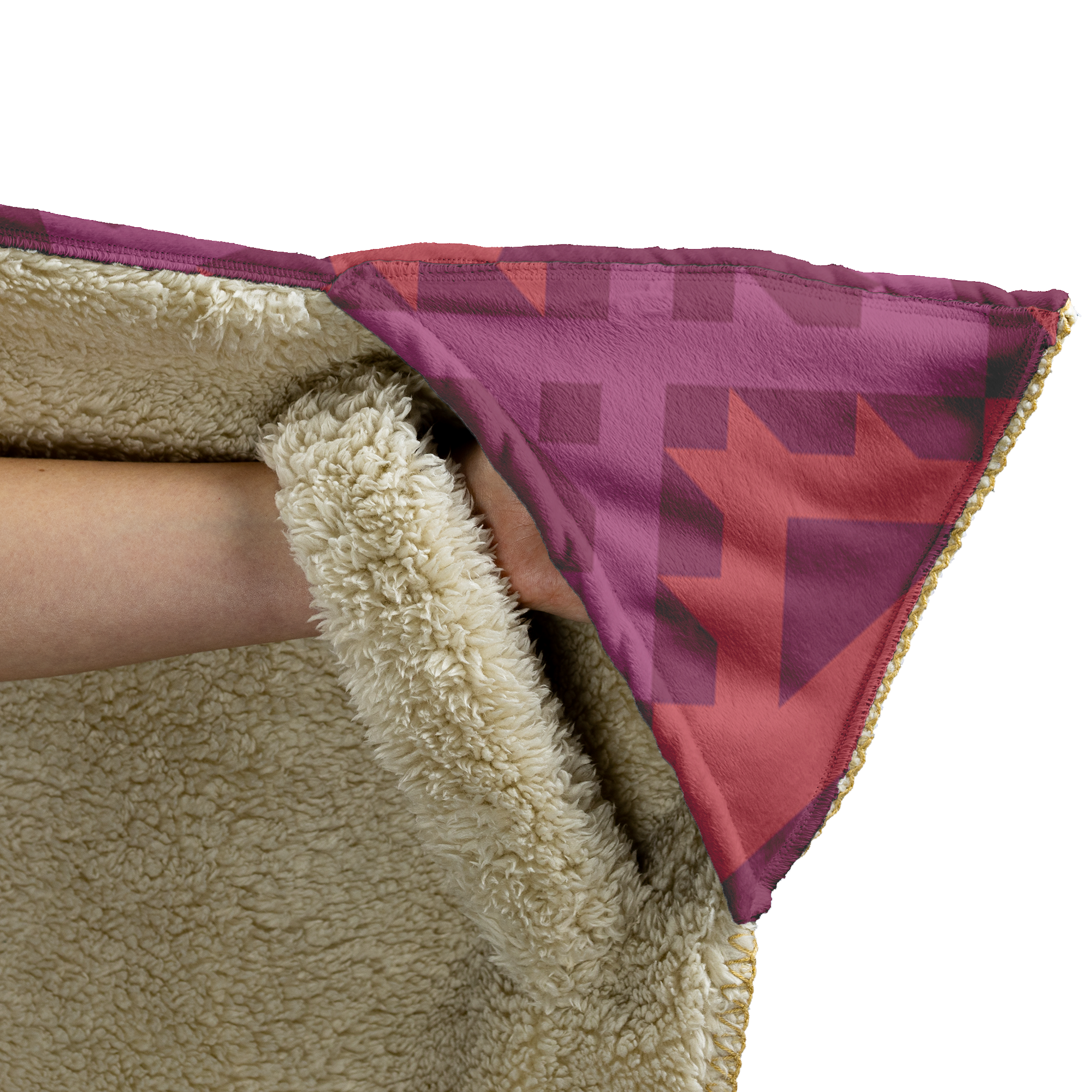 Hooded Microfiber Blanket - Maroon / Orange Pattern